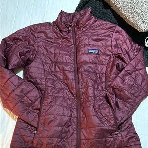 Patagonia Red Puffer Jacket with Quilted Design